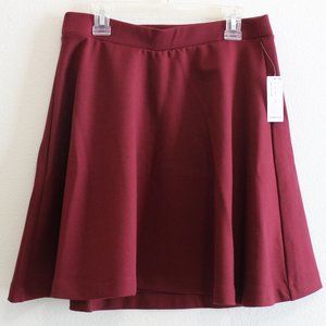 Burgundy ponte knit skater skirt